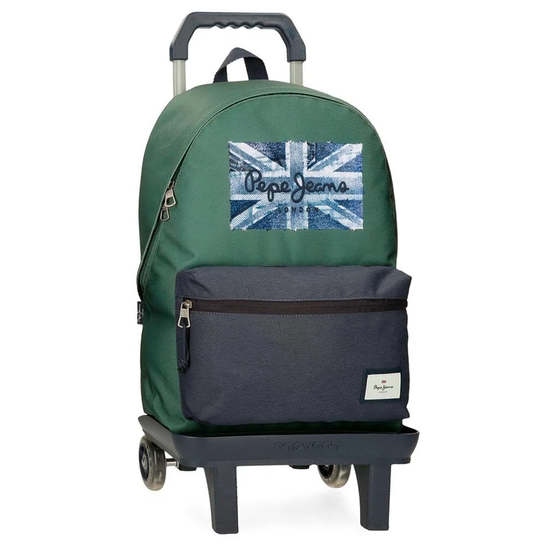 Pepe Jeans Jebb Backpack with Laptop Trolley 15.6 Inches Green 31x44x15 cm Polyester 23.87L by Joumma Bags