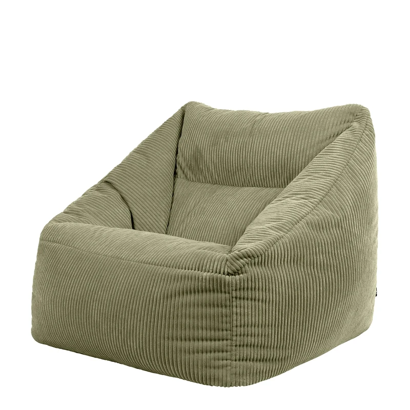 icon Natalia Cord Bean Bag Chair, Sage Green, Large Adult Bean Bag with Filling Included, Comfy Chair, Armchair, Living Room, Living Room Furniture, Bedroom Furniture