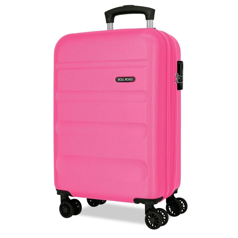 ROLL ROAD Flex Cabin Suitcase Pink 35 x 55 x 20 cm Rigid 2.5 kg Combination Lock Side ABS 2.5 kg 33L Extendable Hand Luggage, Pink, One Size, Cabin Suitcase