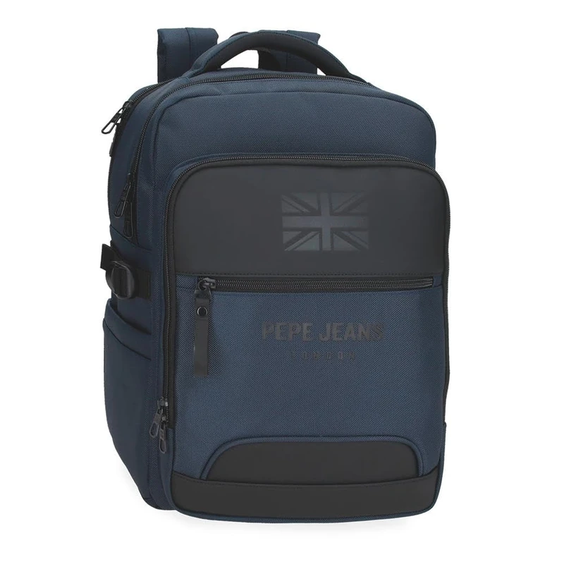 Pepe Jeans Bromley Laptop Backpack 15.6 Inch Blue 28x40x16cm Polyester 17.92L by Joumma Bags, blue, One Size, Laptop Backpack