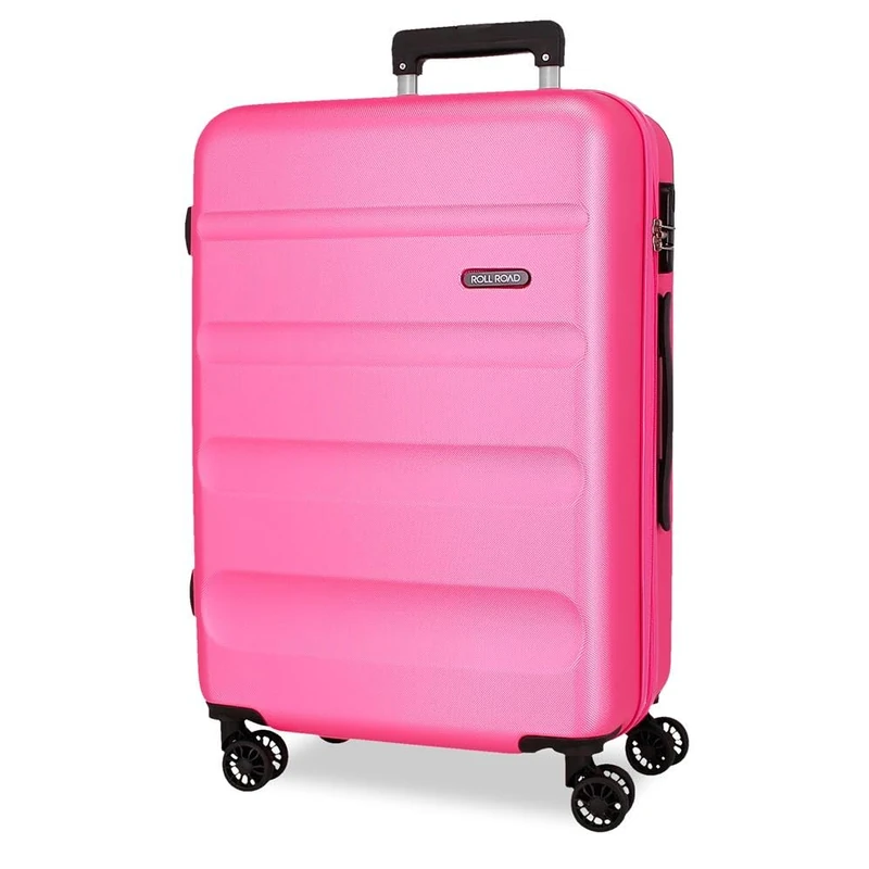 ROLL ROAD Flex Large Suitcase Pink 52x75x30cm Rigid 3.95kg Combination Lock Side ABS 3.95kg 97L, Pink, One Size, Large Suitcase