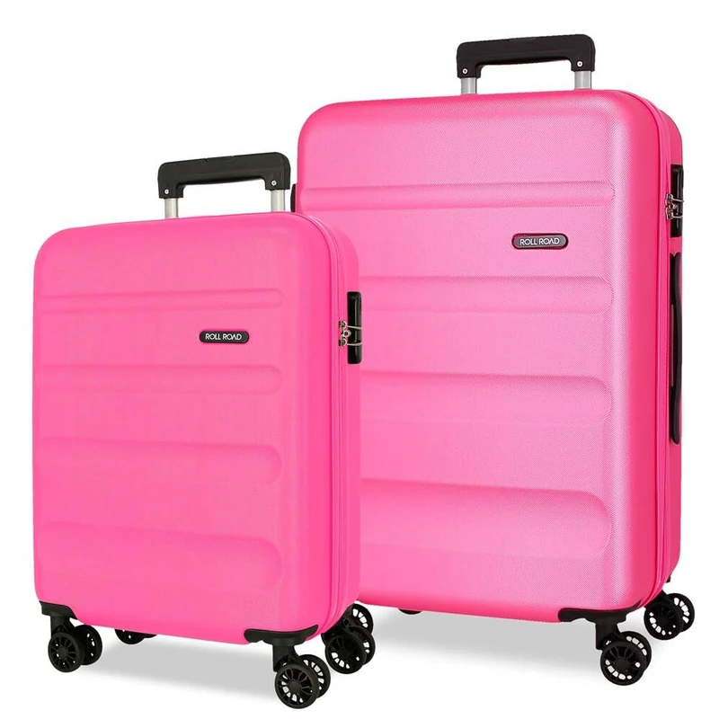 Roll Road Flex Suitcase Set Pink 55/65 cm Rigid 5.8 kg Combination Lock Side ABS 5.8 kg 91L Hand Luggage, Pink, One Size, Suitcase Set