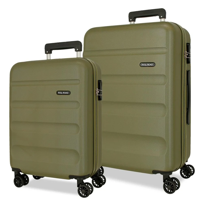Roll Road Flex Suitcase Set Green 55/65 cm Rigid 5.8 kg Combination Lock Side ABS 5.8 kg 91L Hand Luggage, Green, One Size, Suitcase Set