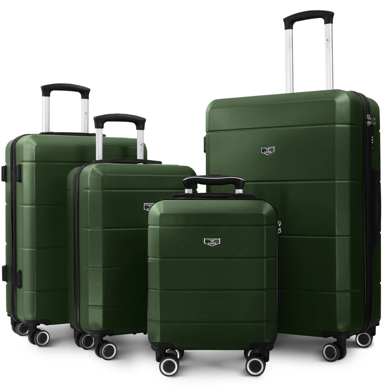 LUGG Travel Suitcase Set - Jetset 4-Piece Hard Shell Luggage, 15" 20" 24" 28" Strong & Lightweight with Secure TSA Lock, Smooth 360° Wheels, Internal Pockets - Airline Approved