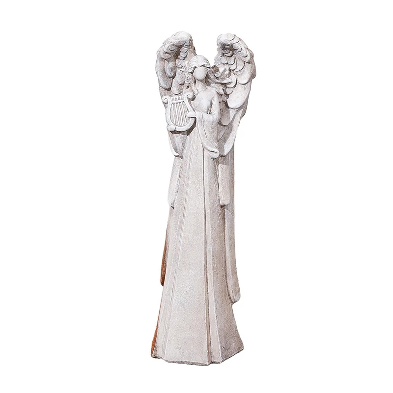 GILDE Figurine Organ Game - Angel Made of Magnesia - Grey - Height 70 cm - Decoration - Gift - Collectible - Angel Statue - Image 1