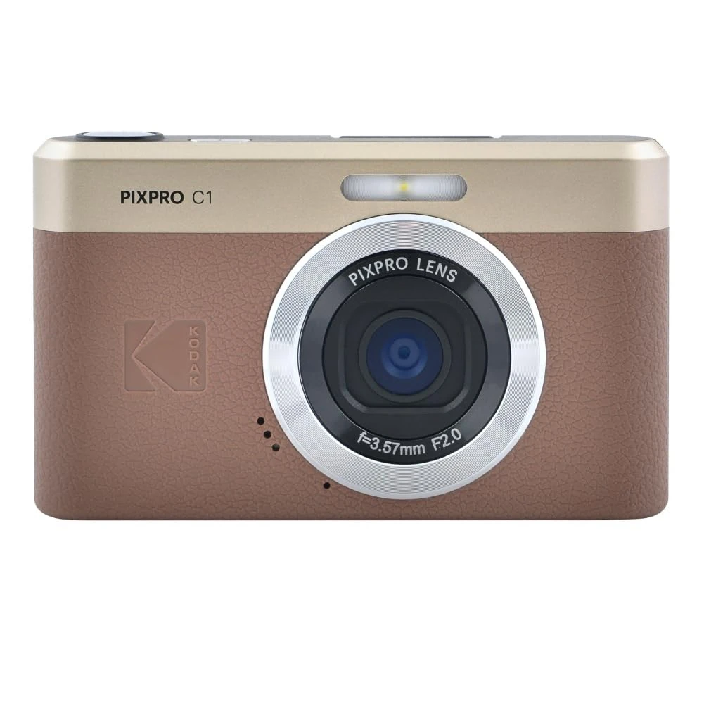 KODAK Pixpro C1 – Ultra-Compact Digital Camera | 13MP BSI CMOS, 4X Zoom, 2.8" LCD Screen, LED Flash – Marron