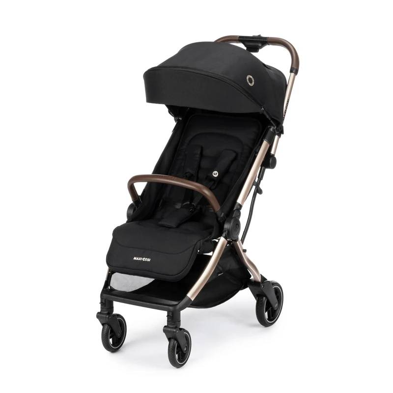 Maxi-Cosi Eva3 Pushchair, 0-4 Years, 0-22 kg, Baby Stroller, Lightweight & Compact Stroller, Full Lie-Flat Position, 3 Recline Positions, Automatic Fold, Carry Strap, Essential Black Champagne