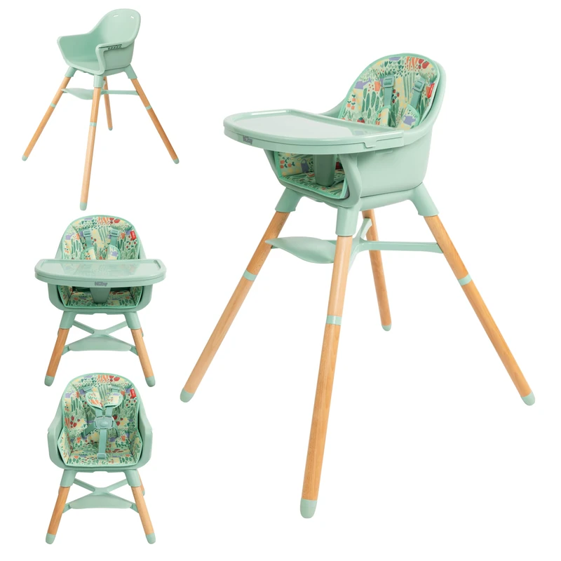 Nuby 4-in-1 Multi-Use High Chair – Convertible Baby to Toddler Seat, Feeding Booster & Youth Stool – Adjustable, Lightweight, Easy to Clean – Grows with Baby, 6+ Months to 3 Years, Up to 60 lbs, Green