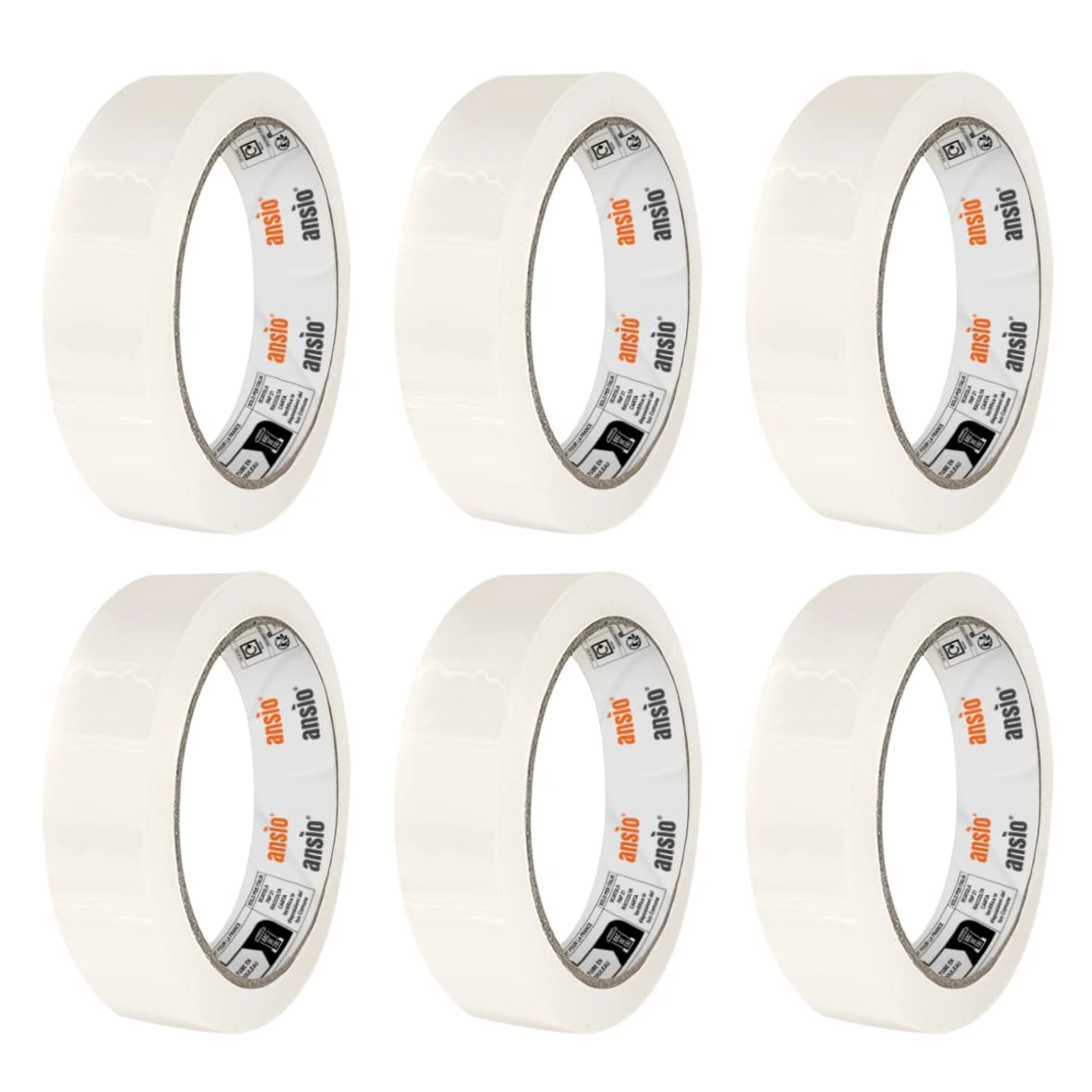 ANSIO Easy Tear Clear Cello Tape 24mm x 50m – Pack of 6 | Stationery Tape for Home, Office & School Use