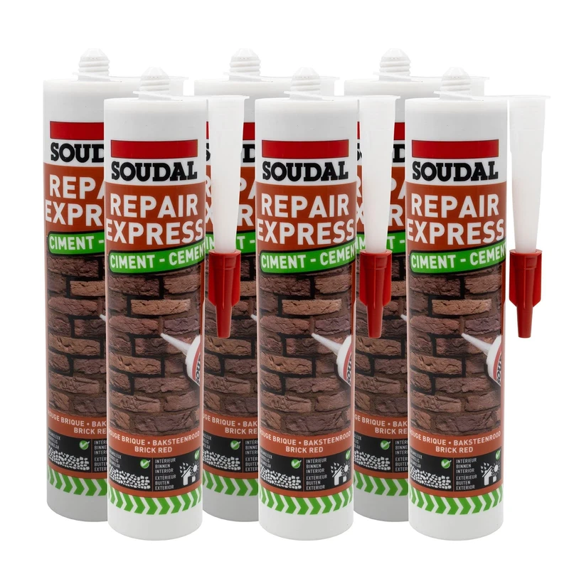 Soudal Repair Express Cement Arylic Polymer Textured Sealant (6 Pack) - Brick Red