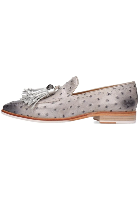 Melvin & Hamilton Women's Emma 11 Vegas Ostrich Pepper Loafer Flat, Gray, 9 UK
