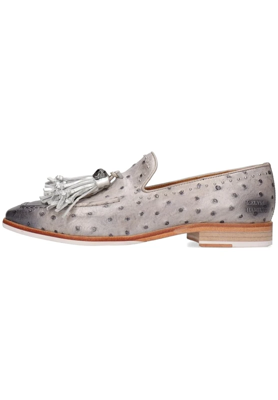 Melvin & Hamilton Women's Emma 11 Vegas Ostrich Pepper Loafer Flat, Gray, 3.5 UK