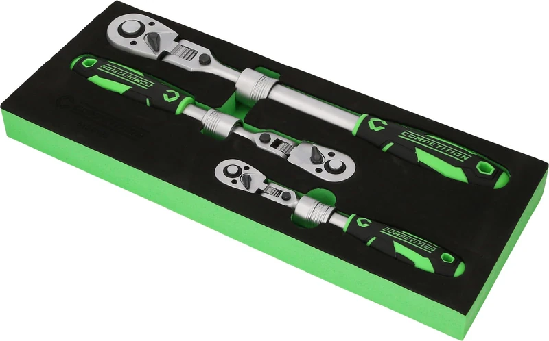 KS Tools Competition 512.0103 Telescopic Ratchet Set 3-Piece 1/4 Inch + 3/8 Inch + 1/2 Inch - Image 1