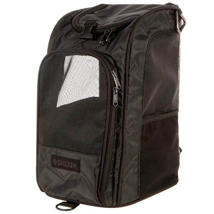 Sherpa Deluxe Guaranteed On Board Convertible Pet Carrier & Backpack, Black, Medium