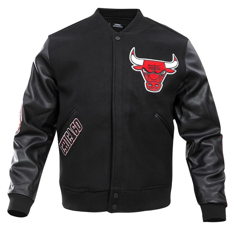 Pro Standard Mens NBA Chicago Bulls Classic Varsity Jacket Black M