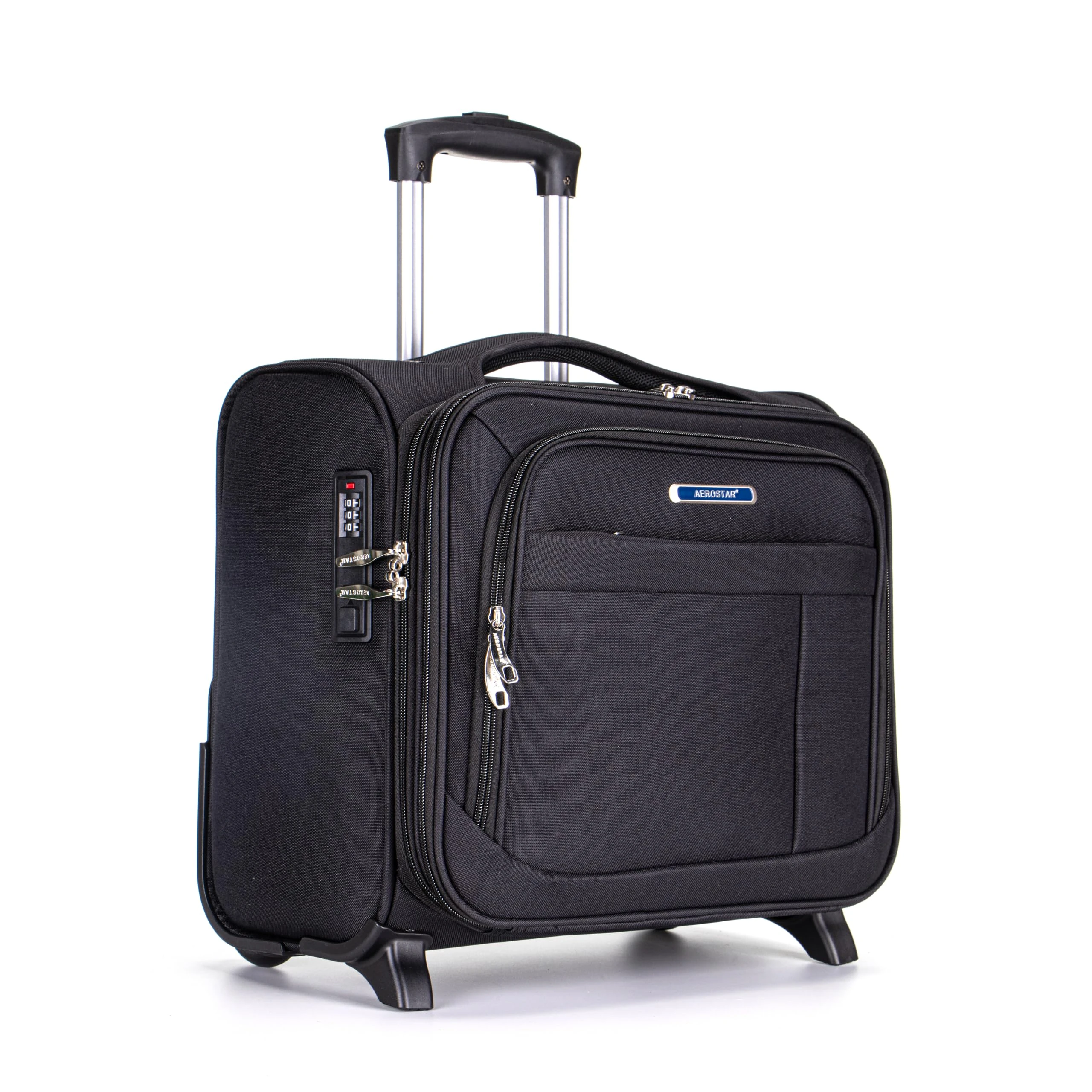 Aerostar Navigator Series Roller Bag Case fits Laptop up to 16”, TSA Lock, 2 Wheels and Water-Resistant Business and Commuter Travel, Black