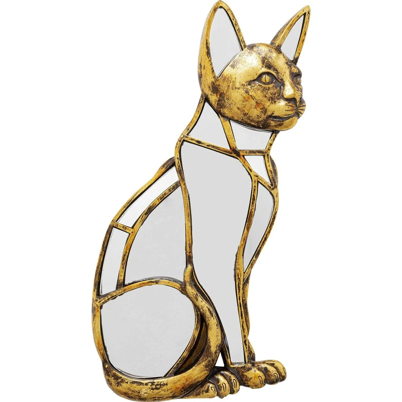 Kare Design Wall Object Cat Mirror, Gold, Elegant, Wall-Mounted, Decorative Home Accessories, Gift, Room Decor, Home Decoration for Living Room, Bedroom, Hallway, Home Office, 38x24 x 5 cm