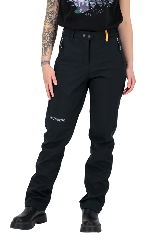 DEPROC-Active Women's Damen Softshellhose Outdoorhose Trekkinghose Wasserdicht Sterling Ii Wmn Hiking Pants, Black, 20 Kurz