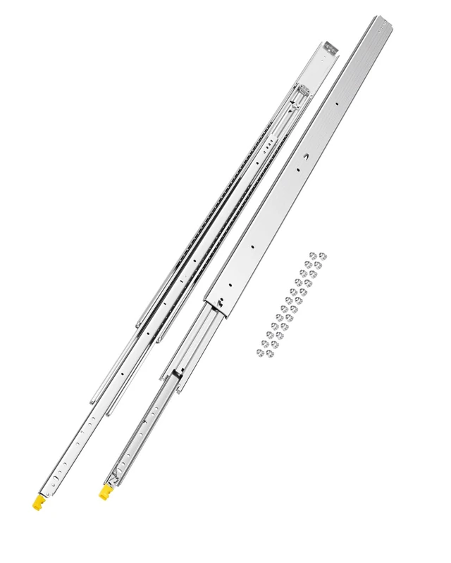VEVOR 1 Pair Full Extension Drawer Slides 18 20 22 28 30 32 36 38 40 44 48 52 56 60 in, 500 lbs Load Capacity Locking Drawer Slides, Ball Bearing with Lock Side Mount Drawer Slide Rail