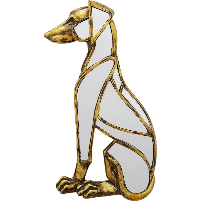 Kare Design Wall Object Dog Mirror, Gold, Elegant, Wall-Mounted, Decorative Home Accessories, Gift, Room Decor, Home Decoration for Living Room, Bedroom, Hallway, Home Office, 38x24x4 cm