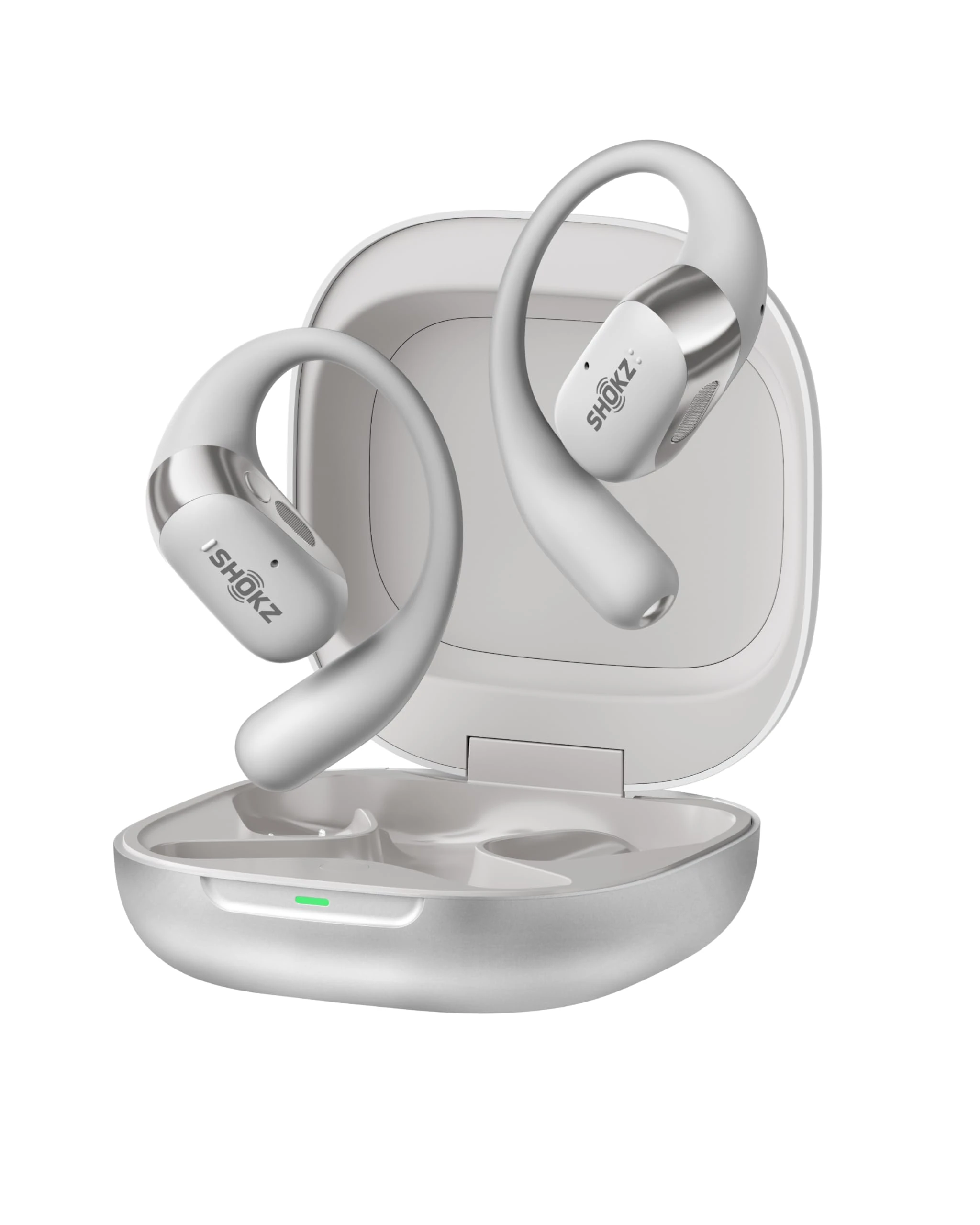 SHOKZ OpenFit 2+ Open-Ear Headphones, Wireless Bluetooth Headsets, Dolby Audio Enabled, Comfortable Earbuds with Soft Hooks, 48H Playtime, IP55 Water-Resistant, USB-C & Wireless Fast Charging, Grey