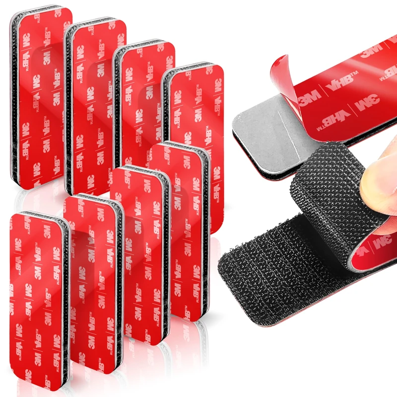 8 Sets Heavy-Duty Hook and Loop Strips – Made with 3M VHB Adhesive, 8 x 3cm – Waterproof & Heat-Resistant – Strong Hold for Indoor & Outdoor Use on Walls, Glass, Tile, Metal, Wood