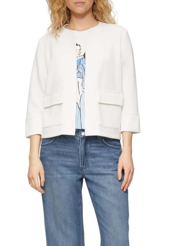 s.Oliver Casual Scuba Pleat Detail Sweat Jacket, Cream, 20 - Image 1