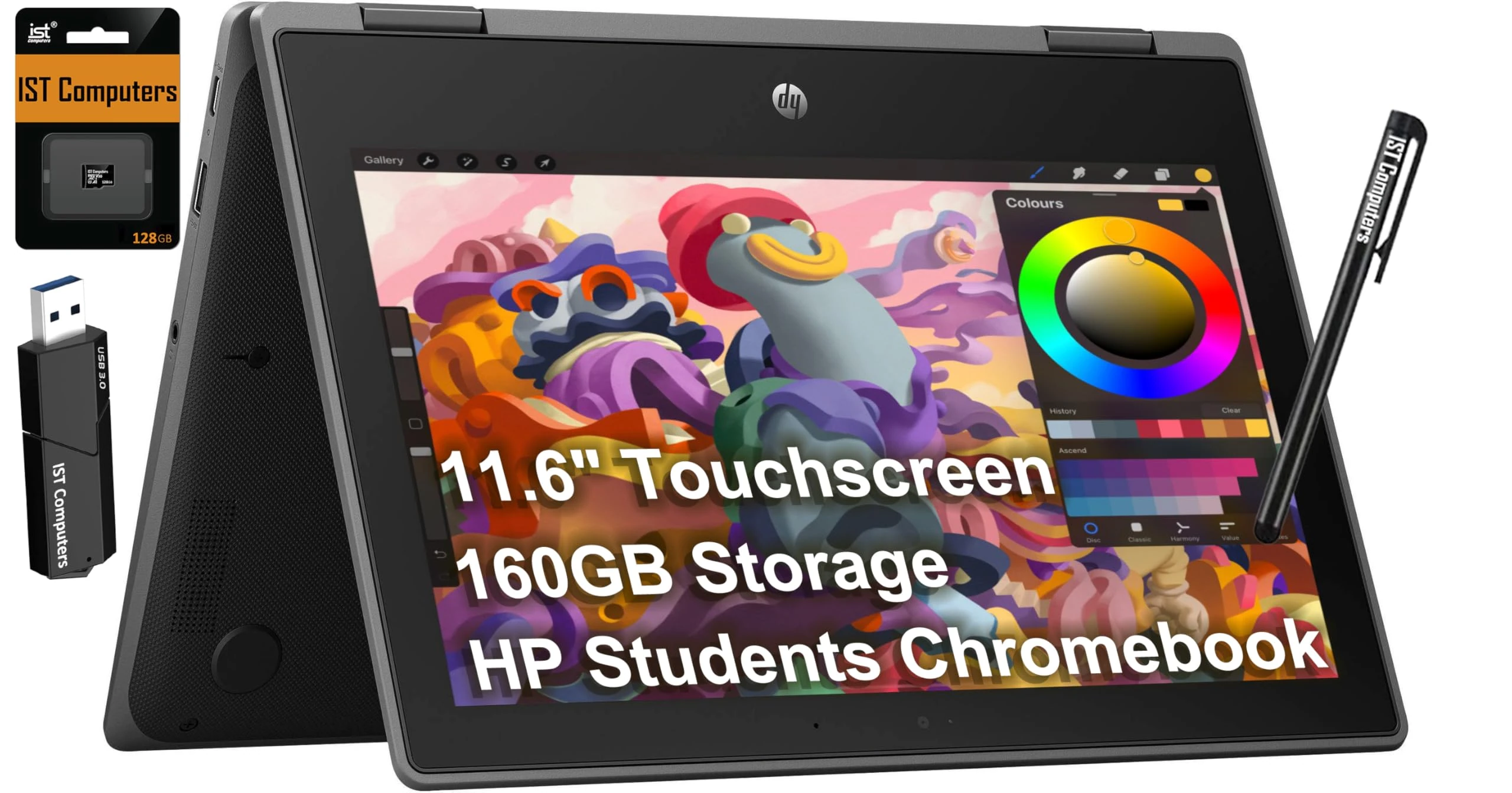 HP Chromebook Pro X360 Fortis 11 2-in-1 Laptop (11.6" Touchscreen, Intel Processor, 4GB RAM, 160GB Storage (32GB+128GB)), Rugged & Spill-Resistant, Convertible, Students & Education, Webcam, Chrome OS