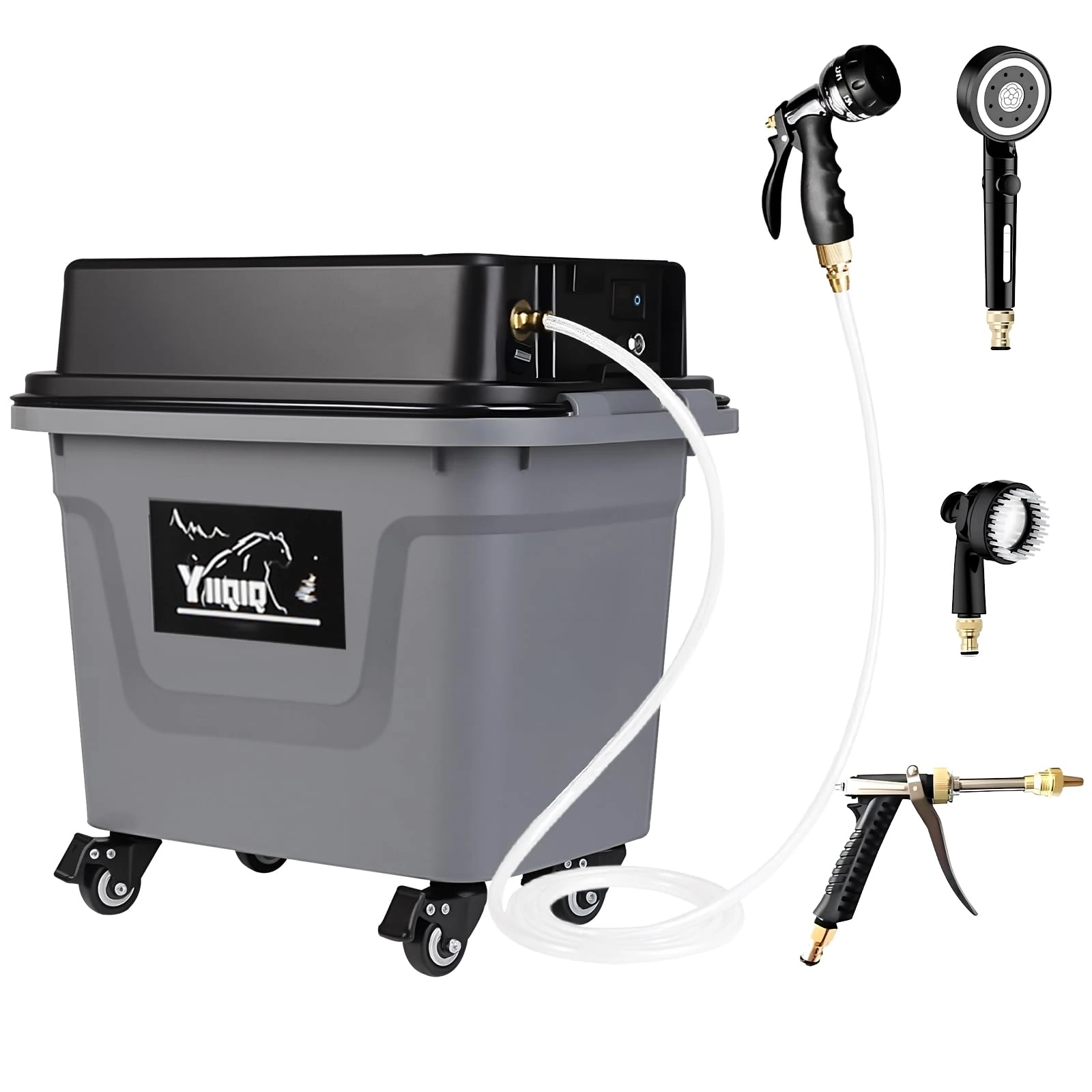 YIIQIQ Cordless Portable Pressure Washer (Max 330PSI) - Self-Contained Camping Shower | 10Gal Tank, 5H Runtime, No Hose Needed | Multi-Use for Car Cleaning/Pet Bath/Garden Watering