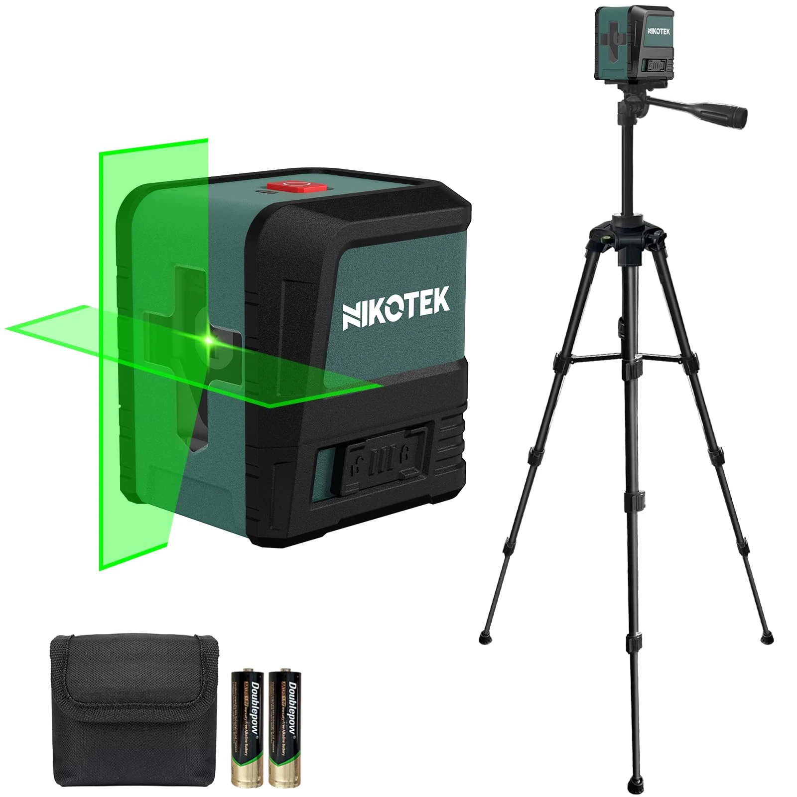 Laser Level with 1.2M EnhancedTripod, Nikotek Green Laser Leveler Self Leveling Cross Line, Horizontal and Vertical Line Laser Level IP54 Waterproof and Dustproof Battery Carrying Bag Included