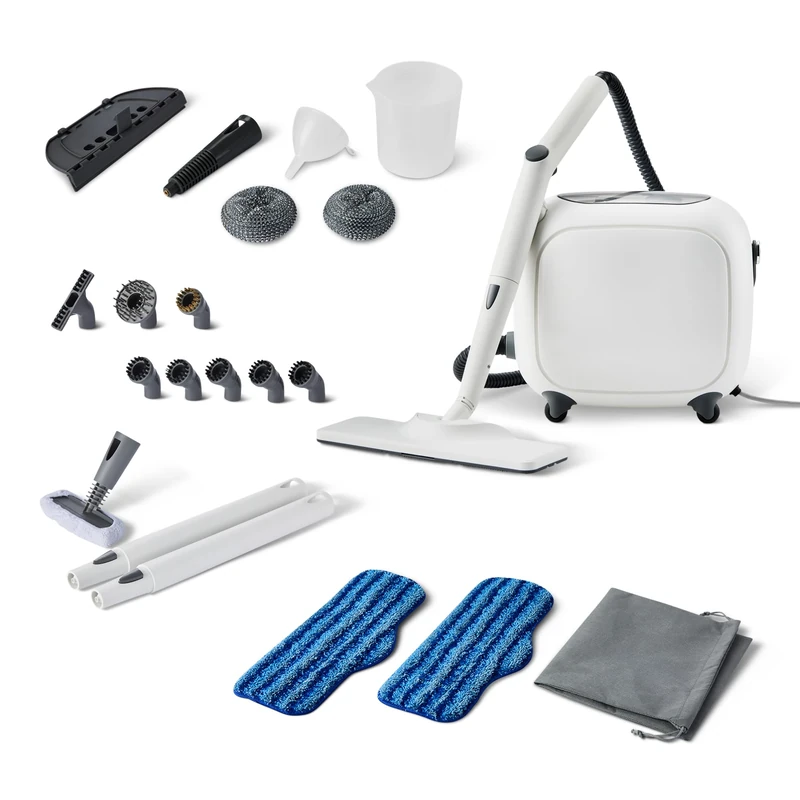 Amazon Basics Multipurpose Steam Cleaner with 22 Accessories, 1.5L tank, 1500W, White