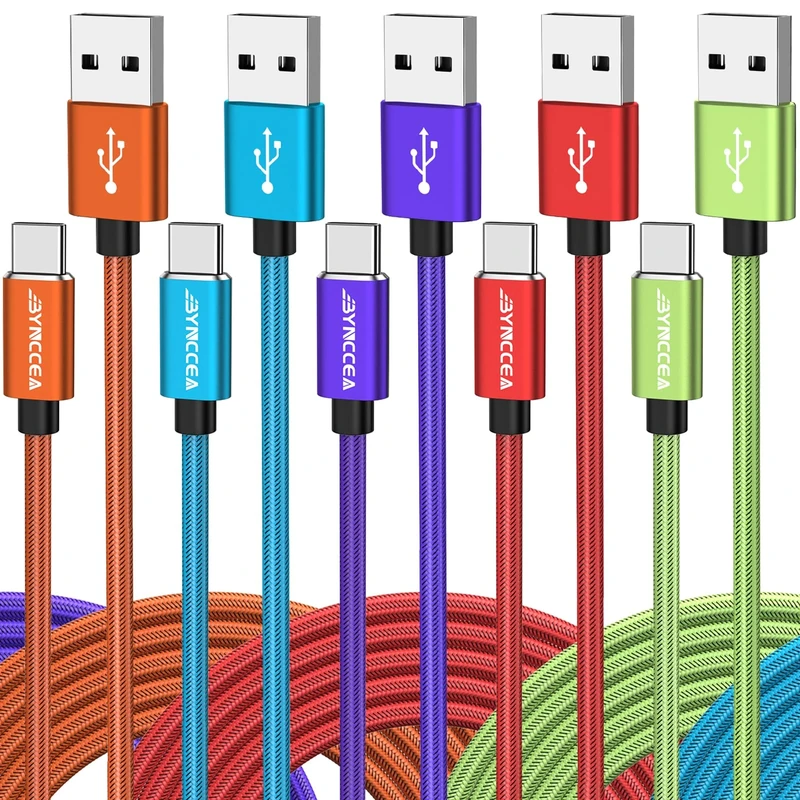 Bynccea USB C Charger Cable 3M-5 Pack USB A to USB C Nylon Braided Phone Charger Cable Fast Charging for Samsg Galaxy A15 A25 A35 A55 A54, S24 S23 S22 S21 S20 S10 S10E, Note 20 10, Moto G