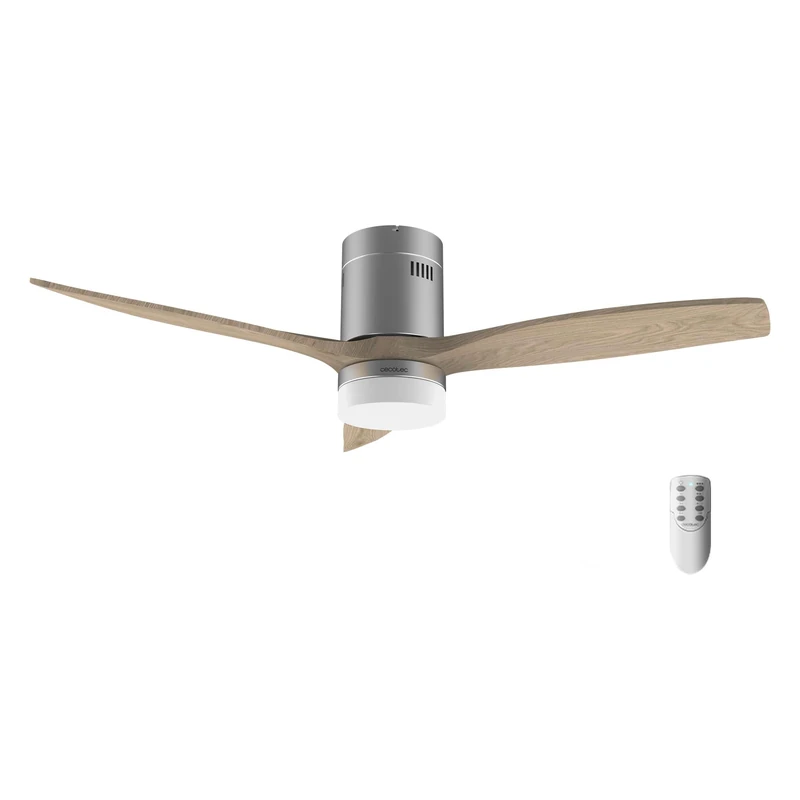 Cecotec Ceiling Fan with LED Light Energysilence Aero 5600 Classic Steel.40W.DC Motor, Diameter 132 cm, 3 Blades, LED 18W, Timer, 6 Speeds, Remote Control, Summer/Winter Function