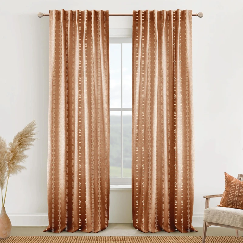 Lino Rosa 102 Inch Long Curtains,Boho Vintage Patterned Semi Sheer Psychedelic Tapestry Curtains for Bedroom