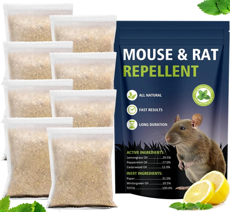 Mouse Repellent, Peppermint Oil Rat Repellent, Mice Repellent, Rodent Repellent Indoors Outdoor, Mouse Rat Deterrent for Home Garden Attic, Safe for Kids & Pets