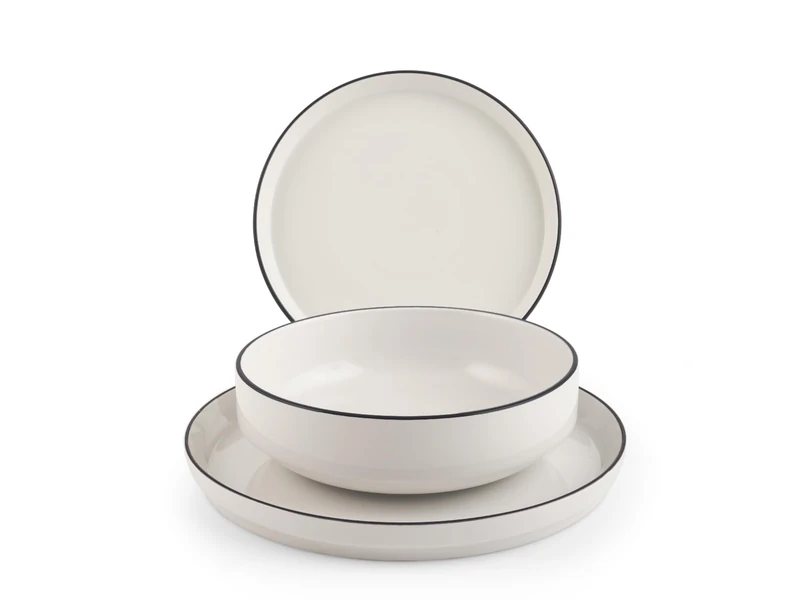 H&h Essence Black Tableware Set 12 Pieces