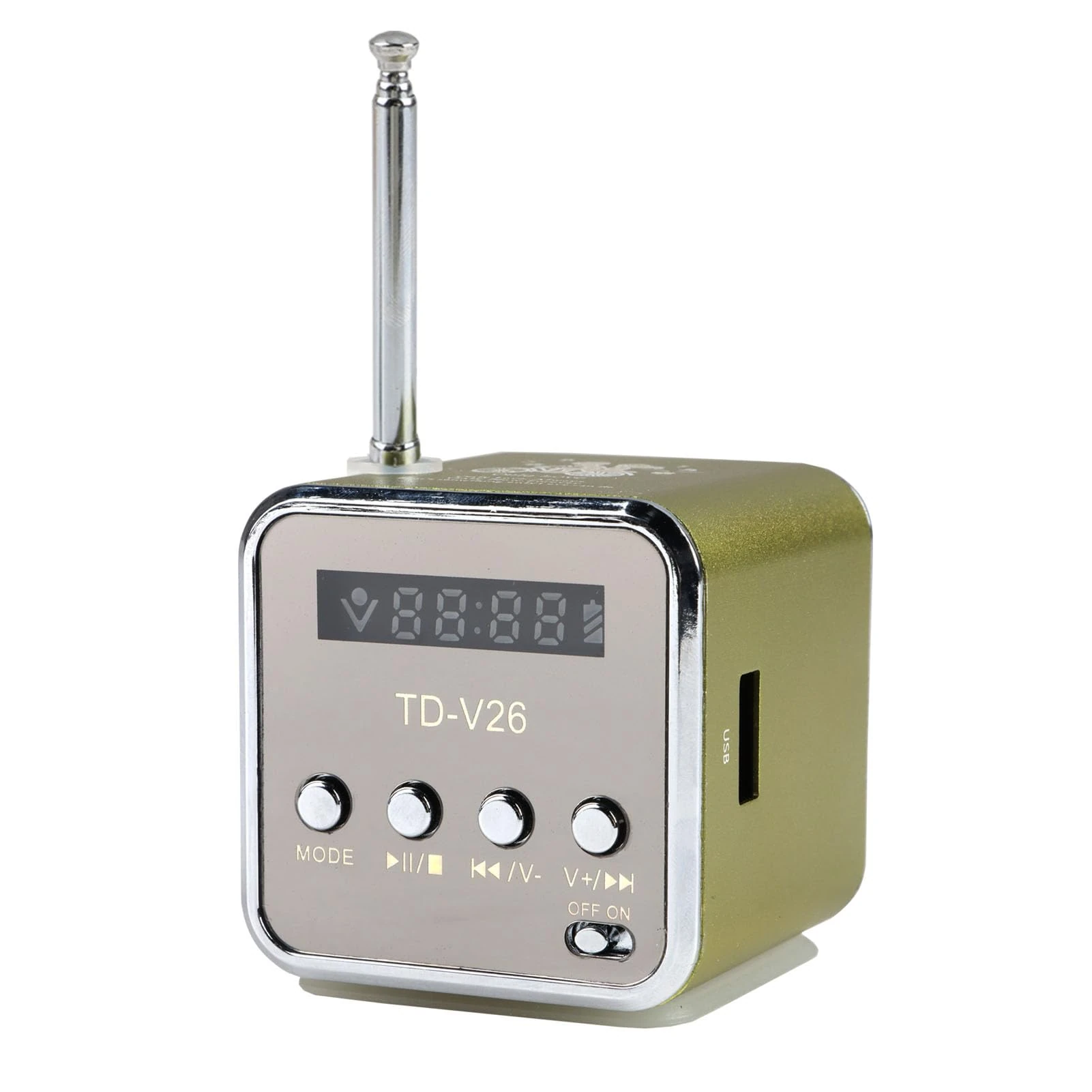 Mini Radio Digital Radio Td V26 Small Portable Retro Mains And Battery Mini Speaker Music Stereo Mp3 Mp4 Player Portable Fm Pc Fashion Support Tf Card And U Disk Usb Player (Matcha color)