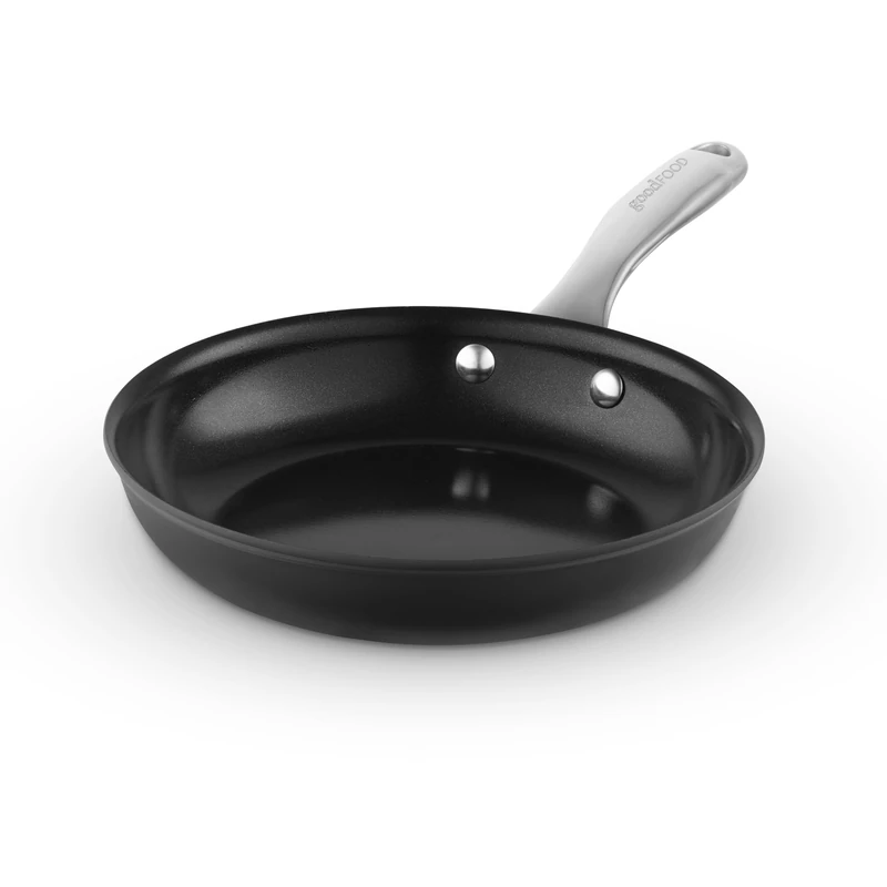 Good Food in Partnership with Tower Hard Anodised 24cm Frying Pan, 10x Stronger Superior Ceramic Non-Stick Coating, Induction Compatible, Grey