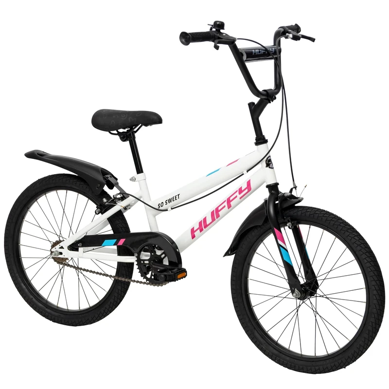 Huffy So Sweet 20" Bike - Gloss White Girls’ Bike, Fun Styling, Dual Caliper Brakes, Adjustable Seat, Comfort Padded Saddle, Durable Frame, Ideal for Ages 5-9, Safe Kids’ Bicycle