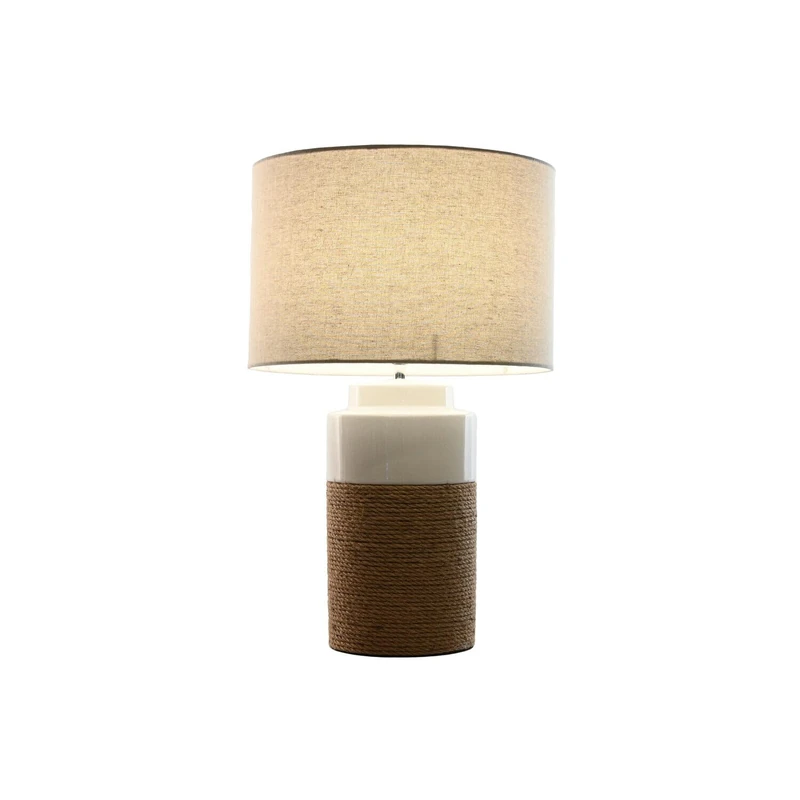 AlexandreHouse SOBREMESA LAMP Ceramic Linen 38X38X61.5 Blanco
