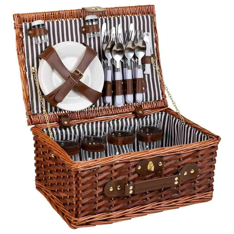 Picnic Basket 4 Servicios Brown