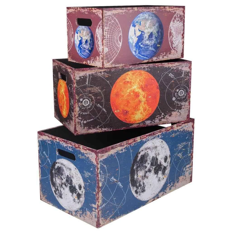 AlexandreHouse Cestos De Madera Y Canvas Set 3 Pieces - Image 1