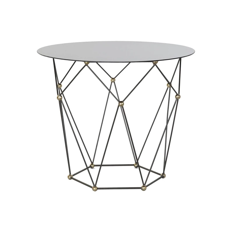 AlexandreHouse Mesita Auxiliar Metal Crystal 70 x 70 x 60 cm Black
