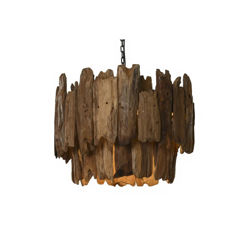 Techo Teca Hierro Lamp 65 x 65 x 50 cm Hecho Hand AlexandreHouse