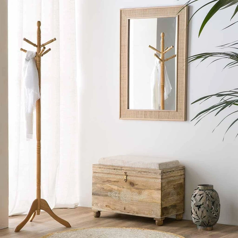 AlexandreHouse Banqueta De Madera Pintado Artesanal Y with Cojin Brown