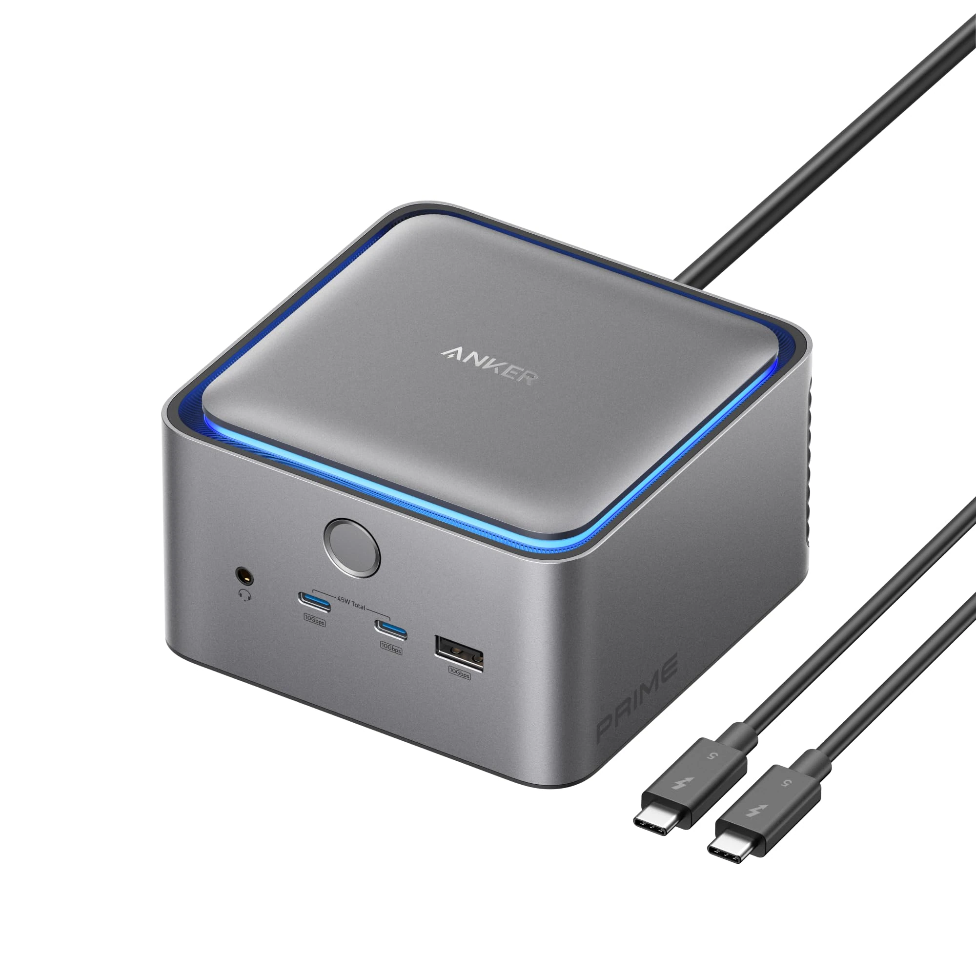 Anker Prime TB5 Docking Station, 14 Ports Thunderbolt 5 Docking Station with 140W Max Charging, 120Gbps Max Transfer, Ambient LED Lighting, Cooling System, Up to 8K Display for Thunderbolt 5/4 Laptops