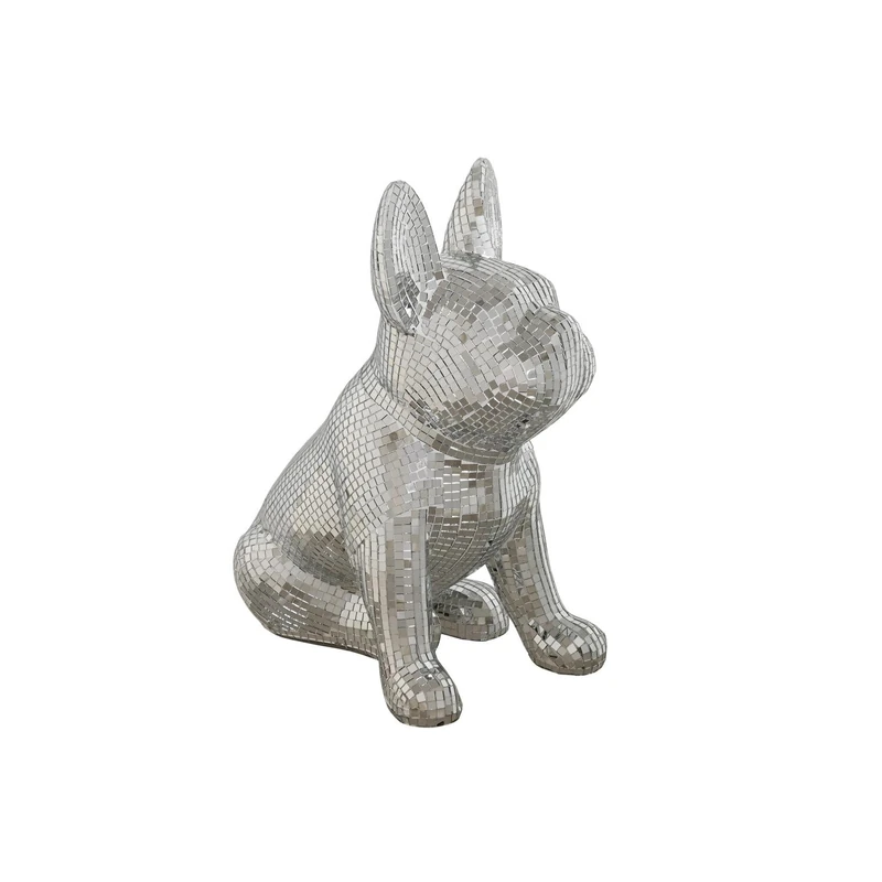 Espejo Resin Figure, 28 x 17 x 33 cm, Perro Plateado - Image 1