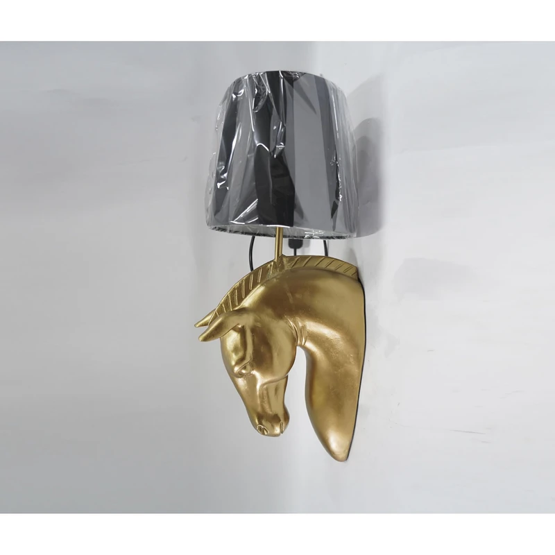 AlexandreHouse Aplique Resin LAMP 18X21.5X50.5 Caballo Dorado