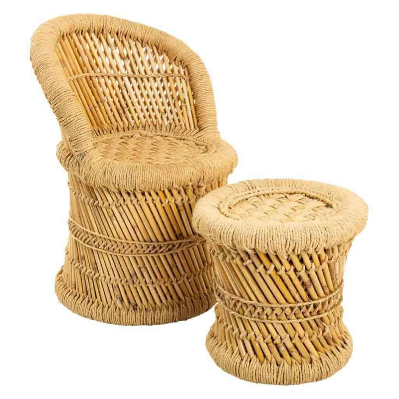 Set Sillon Y Taburete Niño De Cuerda Natural - Image 1