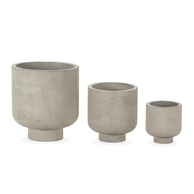 Set of 3 Maceteros 38X38X42/28X28X31/21X21X22 Natural Cement